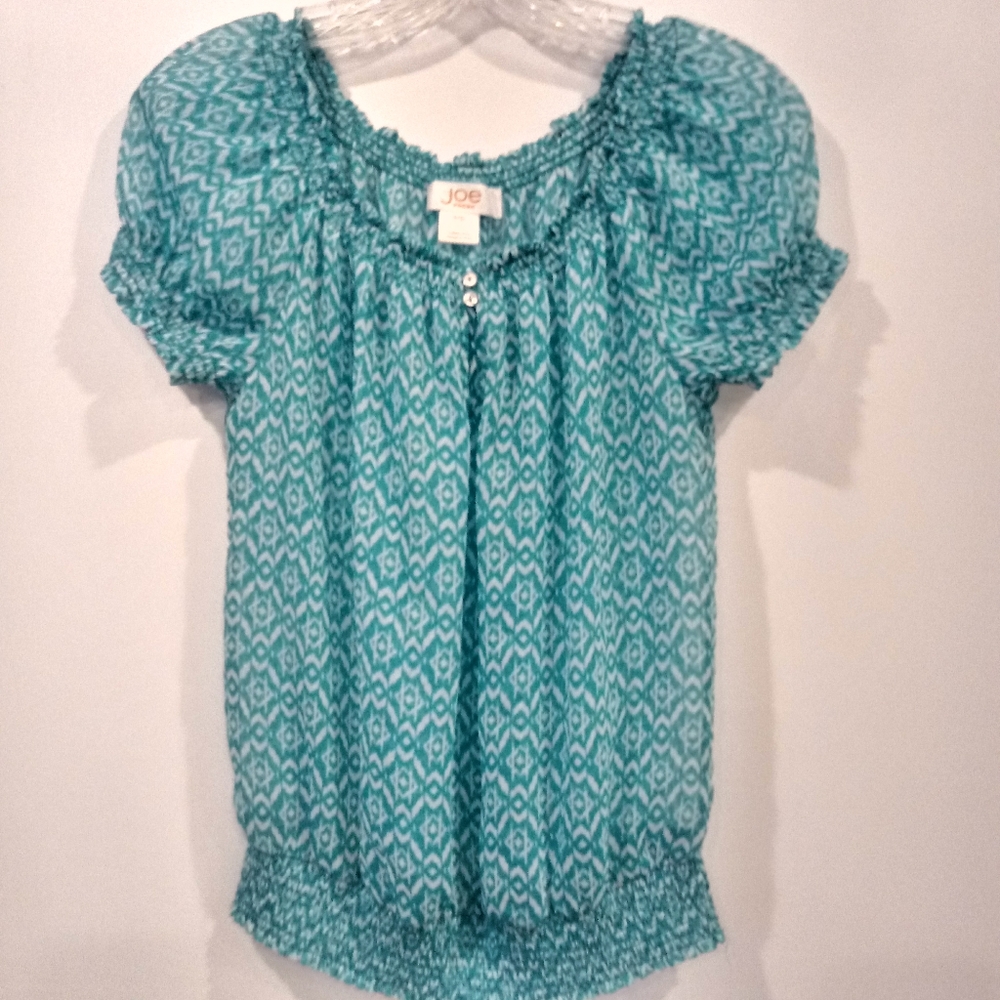 Joe Fresh Turquoise/White Top Sz S/P